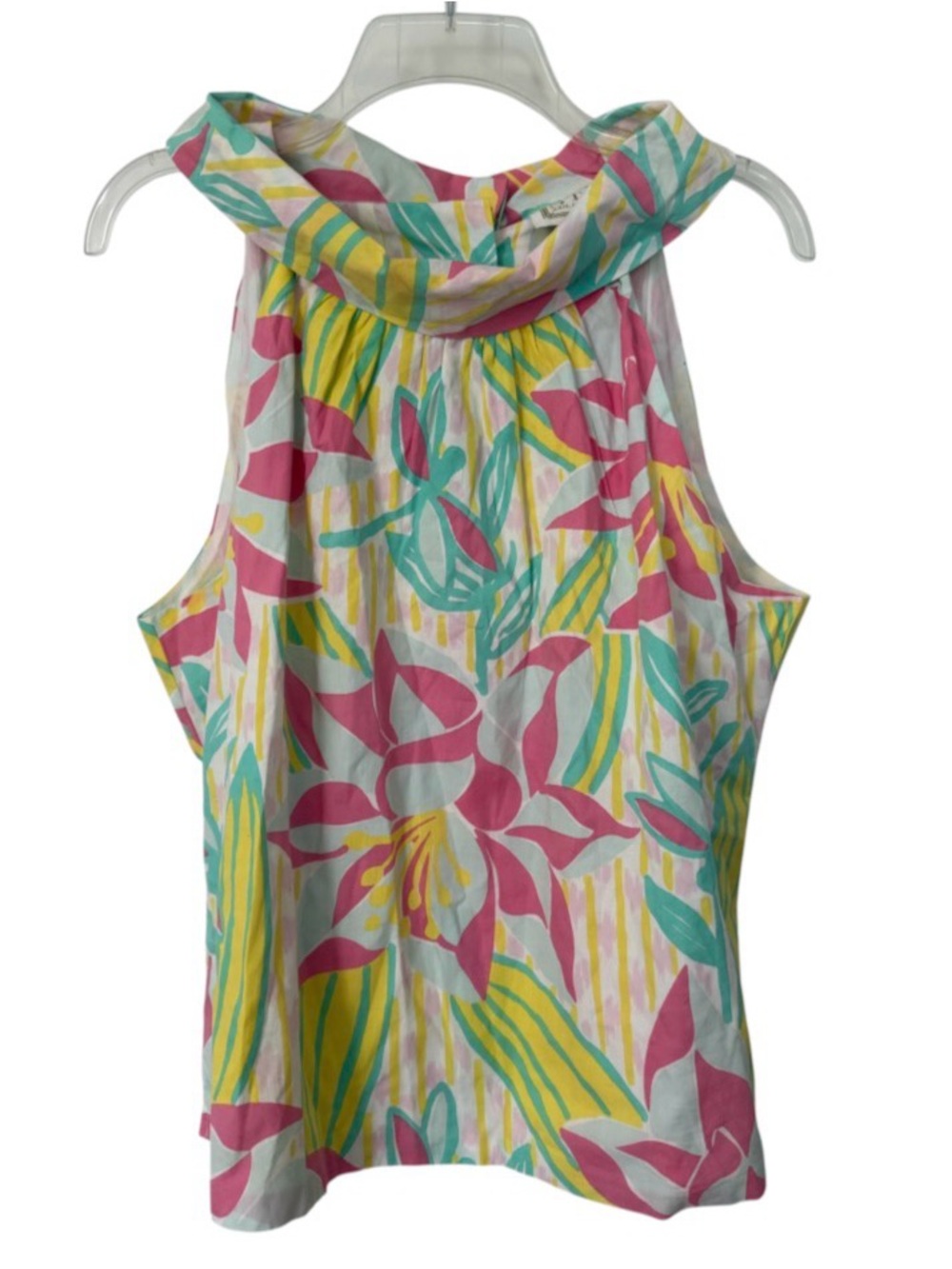 Sail to Sable STS Cowl Neck Top Sleeveless Floral Tropical Large